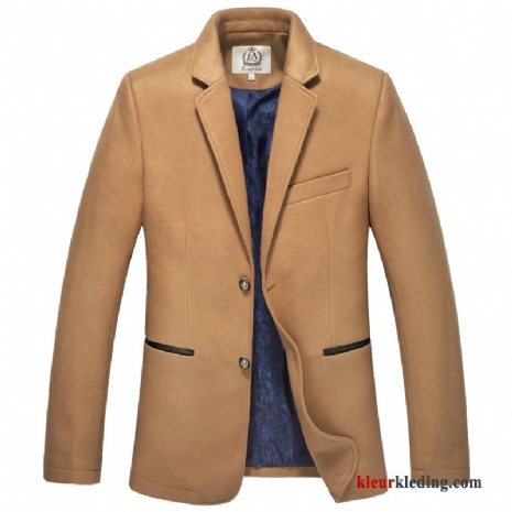 Blazer Wol Mannelijk Slim Fit Casual Jas Heren Pak Grote Maten Bruine