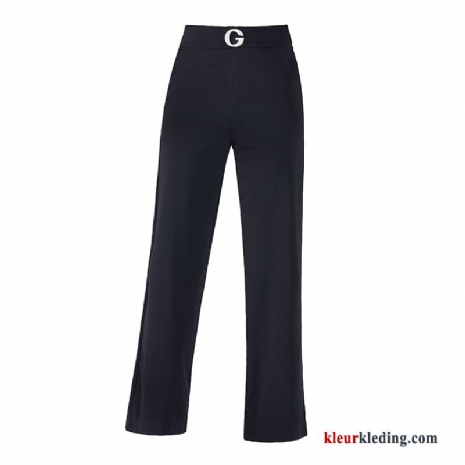 Broek Mode Casual Dunne Voorjaar Hoge Taille Trend Rechtdoor Zwart Dames