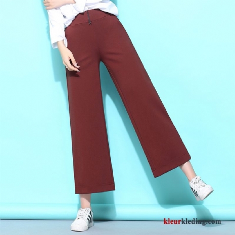 Broek Rits Mode Rechtdoor Nieuw Wit Dames Hoge Taille Rood Bruine