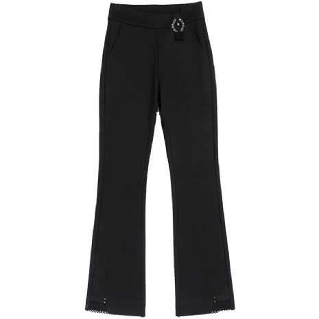 Broek Slim Fit Nieuw Trend Hoge Taille Mode Dames Voorjaar Zwart