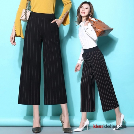 Broek Streep Hoge Taille Zwart Grote Maten 2018 Nieuw Herfst Dames