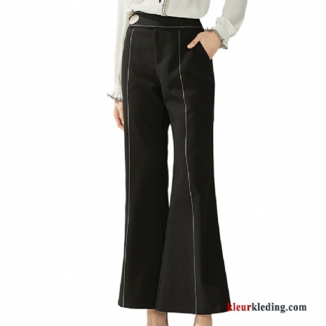 Broek Werk Hoge Taille Dames Voorjaar Wit Zwart Flare Broek