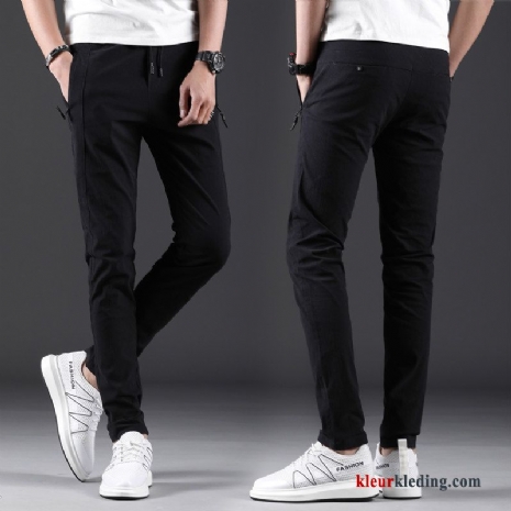 Broek Zomer Trend Slim Fit Dun Mini Zwart Super Ademende Heren