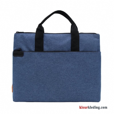 Canvas Aktetas Heren Dames Business Handtas Blauw