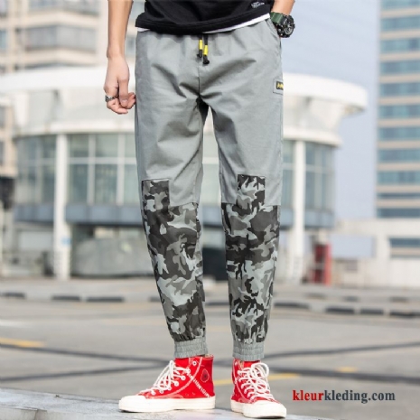 Cargo Broek Camouflage Losse Dunne Grijs Zomer Trendy Merk Heren Casual Broek