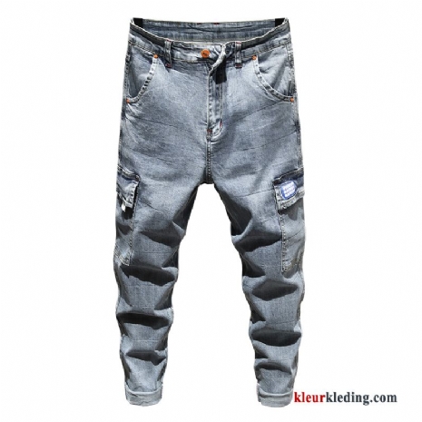 Cargo Broek Cargo Trendy Merk Zomer Licht Grijs Spijkerbroek Jeans Meer Zakken Heren