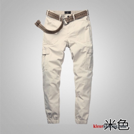 Cargo Broek Jogging Broek Cargo Jeugd Wit Strak Heren Mannelijk Beige