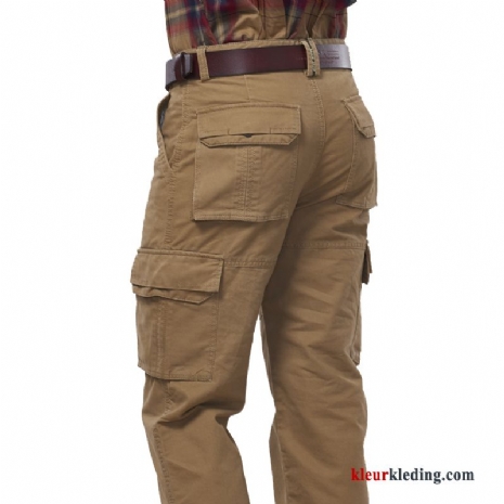 Cargo Broek Meer Zakken Losse Winter Outdoor Heren Rechtdoor Casual Broek Bruine