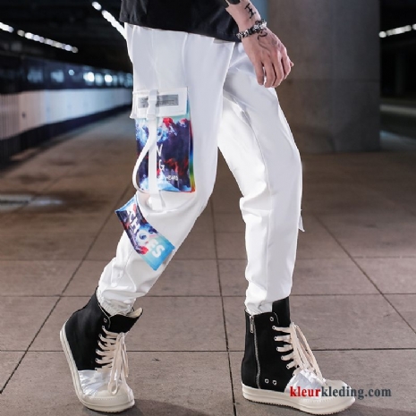 Cargo Broek Trendy Merk Heren Hip-hop Strak Sport Wit Casual