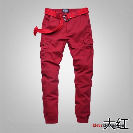 Cargo Broek Voorjaar Strak Potlood Broek Casual Heren Rood Cargo Harlan