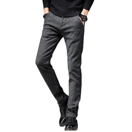 Casual Broek Heren Slim Fit Trend Leren Schoenen Grijs Herfst Diepe Kleur