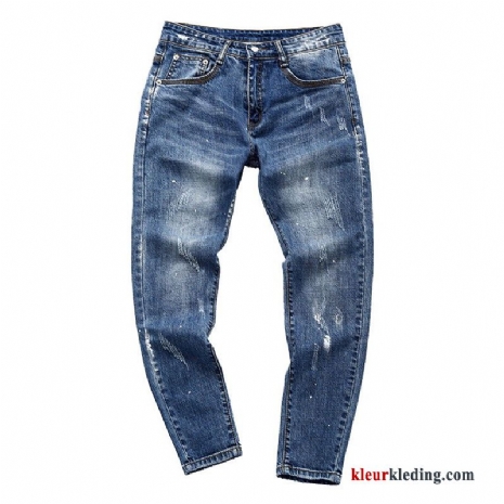 Casual Broek Spijkerbroek Jeans Gaten Potlood Broek Heren Rechtdoor Losse Trend