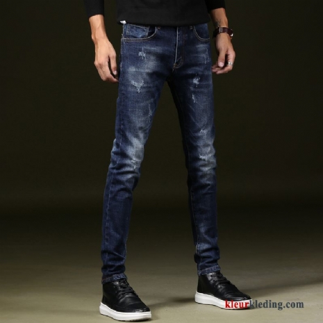 Casual Elastiek Slim Fit Blauw Heren Broek Spijkerbroek Jeans Mannelijk