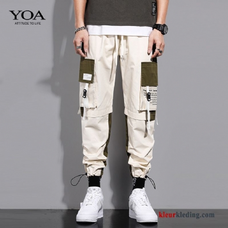 Casual Hip-hop Broek Verbinding Cargo Broek Heren Voorjaar Trendy Merk Beige