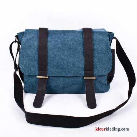 Casual Messenger Tas Canvas Schoudertas Mode Trend Heren Blauw