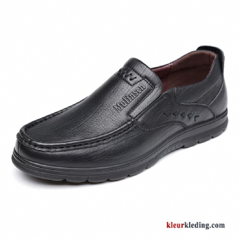 Comfortabele Casual Slijtvastheid Mannen Slip On Leren Schoenen 2018 Houten Heren Zwart