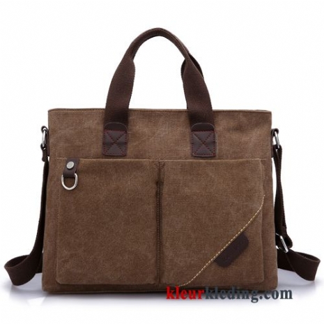 Computer Tas 2019 Casual Handtas Aktetas Bruin Heren Canvas