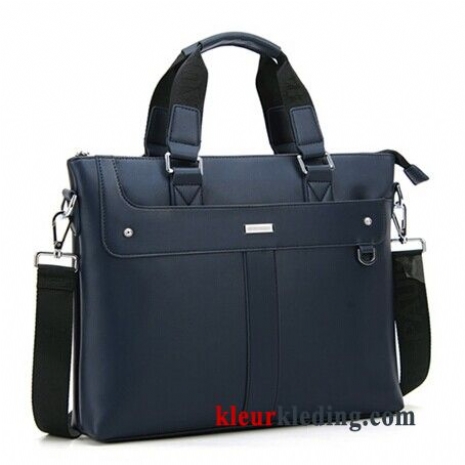 Computer Tas Handtas Heren Aktetas Echt Leer Messenger Tas Casual Business Blauw