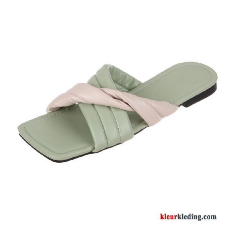 Dames Alle Wedstrijden Bovenkleding Plat Mode Zomer Pantoffels Zachte Zolen Super Rood Groen