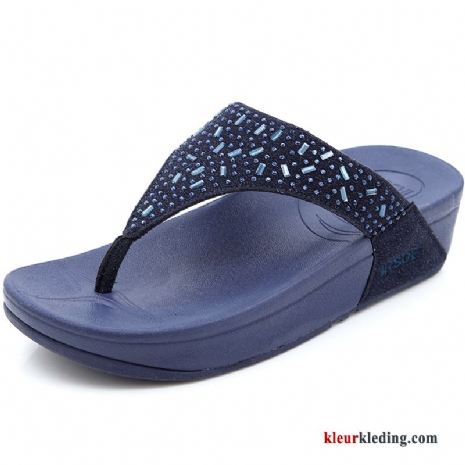 Dames Antislip Alle Wedstrijden Zachte Zolen Strand Pantoffels Vrouwen Slipper Bovenkleding Blauw