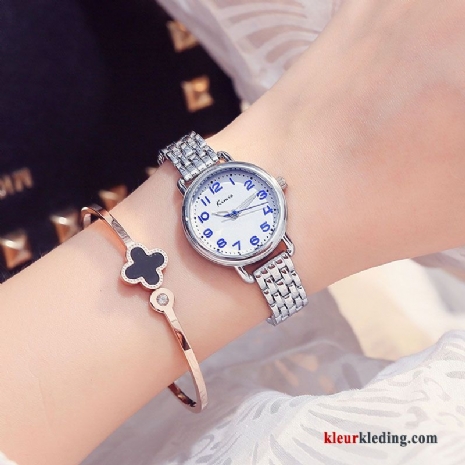 Dames Casual Student Quartz Horloge Kant Mode Schattig Trend Eenvoudig Wit Zilver