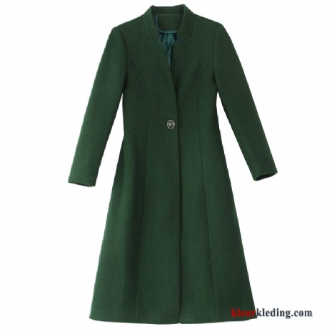 Dames Comfortabele Groen Jas Mode Trend Lang Elegante Herfst