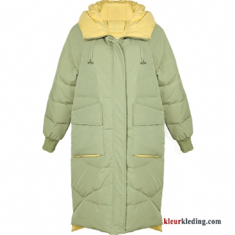 Dames Donsjack Hoge Kraag Nieuw Wit Winter Eendendons Elegante Herfst Groen