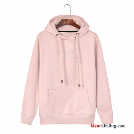 Dames Dunne Herfst Hoodie Jas Pullover Plus Kasjmier Losse Letter