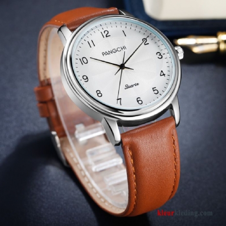 Dames Echt Leer Lovers Vintage Horloge Mode Eenvoudig Student Bruine