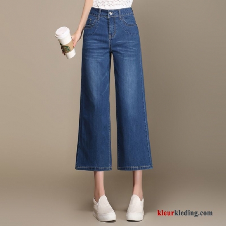 Dames Elastiek Losse Hoge Taille Zomer Blauw Spijkerbroek Jeans Rechtdoor 2018