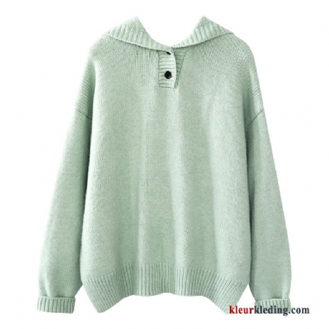 Dames Groen Losse Herfst Hoodie Trui Pullover Jasje Nieuw