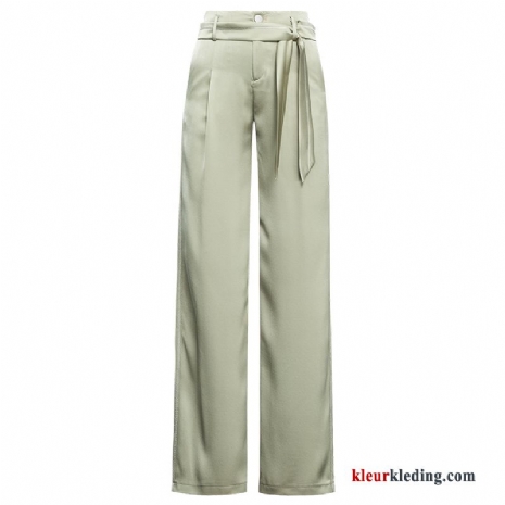 Dames Hoge Taille Casual Broek Gladde Voorjaar Zomer Riem Groen