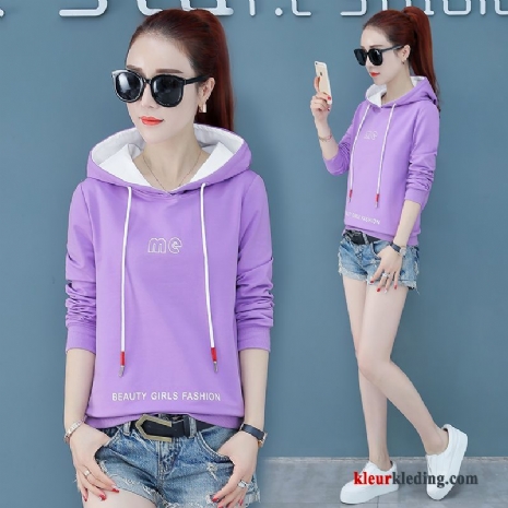 Dames Jasje Nieuw Losse Pullover Purper Hoodie Lange Mouwen