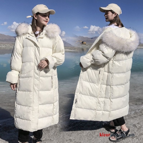 Dames Katoenen Jas Lange Mouwen Persoonlijk Comfortabele Wit Winter Eenvoudige Mode Rits Beige
