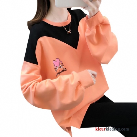 Dames Losse Ronde Hals Jasje Lang Hete Verkoop Hoodie Nieuw Voorjaar Oranje