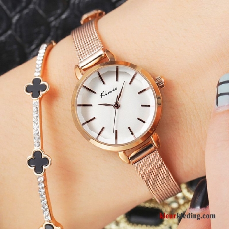 Dames Mini Vers Mode Ketting Horloge Eenvoudig Student Gouden Beige