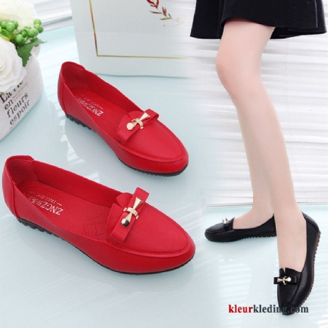 Dames Mocassins Antislip Plat Comfortabele Werk Pumps Schoenen Licht Zachte Zolen Rood