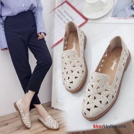 Dames Mocassins Casual Ademende Zomer Pumps Vrouwen Plat Loafers Schoenen Rood Wit Beige