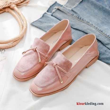 Dames Mocassins Loafers Alle Wedstrijden Leren Schoenen Voorjaar Vrouwen Brits Bootschoenen Pumps Roze