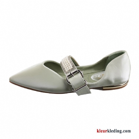 Dames Mocassins Zachte Zolen Mode Punt Pumps Plat Herfst Vrouwen Licht Groen