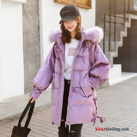 Dames Nieuw Rits Hoodie Purper Trend Donsjack Elegante Losse