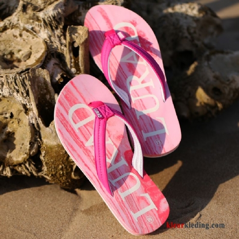 Dames Pantoffels Houten Slipper Plat Mode Strand Sandaal Plateauzool Roze