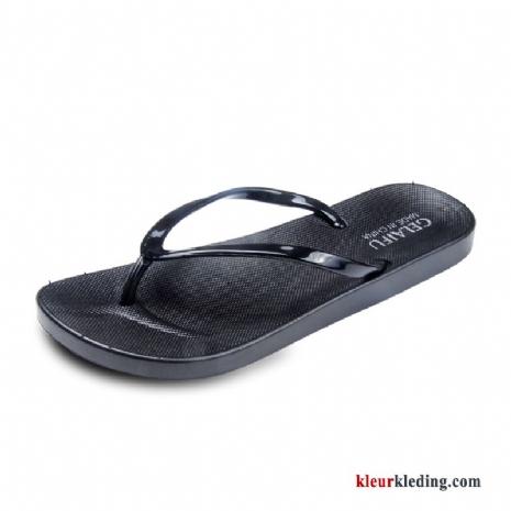 Dames Plat Zomer Slipper Grote Maten Badkamer Pantoffels Strand Platte Zool Zwart