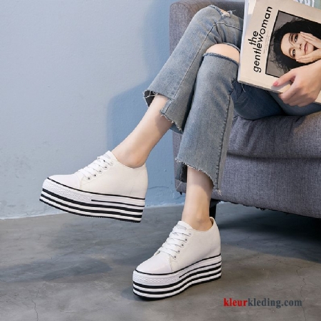 Dames Platform Schoenen 2018 Platform Casual Vrouwen Alle Wedstrijden Plateauzool Schoenen Sleehak Wit