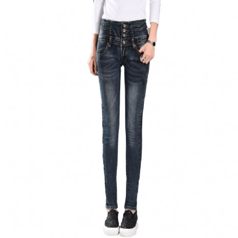 Dames Potlood Broek Slim Fit Spijkerbroek Jeans Denim Breasted Dunne Vrouw Grijs