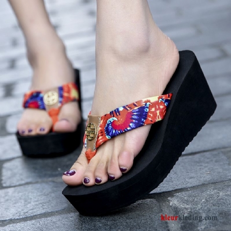 Dames Purper Plateauzool Vrouwen Bovenkleding Zomer Sleehak Strand Slipper