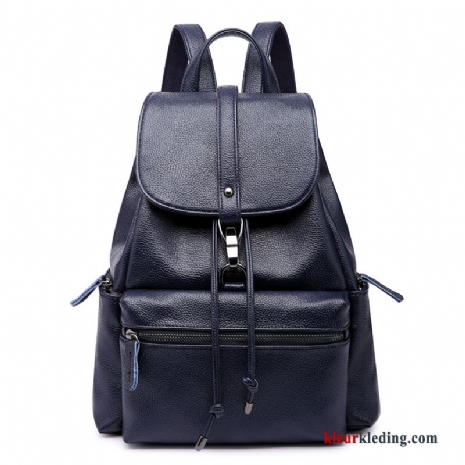 Dames Reizen Rugzak Leer Casual Trend Schooltas Lederen 2018 Blauw