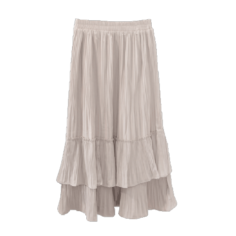 Dames Rok Jurk Lang Chiffon Zomer Hoge Taille Voorjaar Nieuw Geplooide Beige