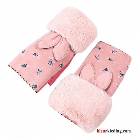 Dames Schattig Blijf Warm Pluche Handschoen Herfst Cartoon Winter Halve Vinger