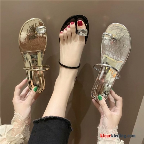 Dames Slipper Pantoffels Vrouw Bovenkleding Alle Wedstrijden Mode Zomer Trend Met Strass Rood Zwart